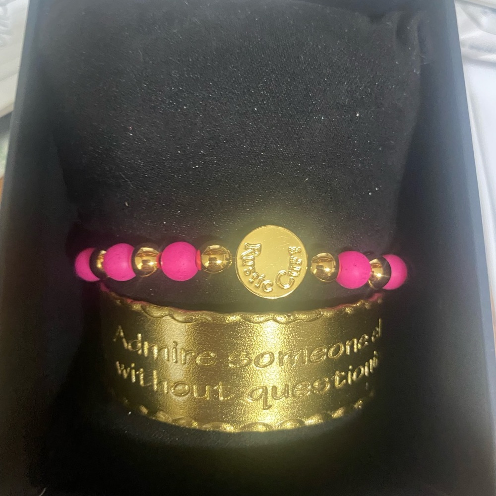 Rustic cuff and bracelet pink / gold